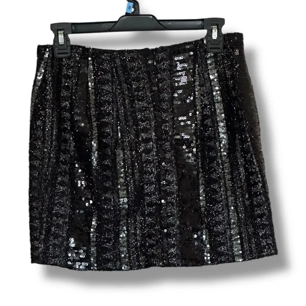 Express Straight Mini Skirt Black Shimmer Sequin Size 4